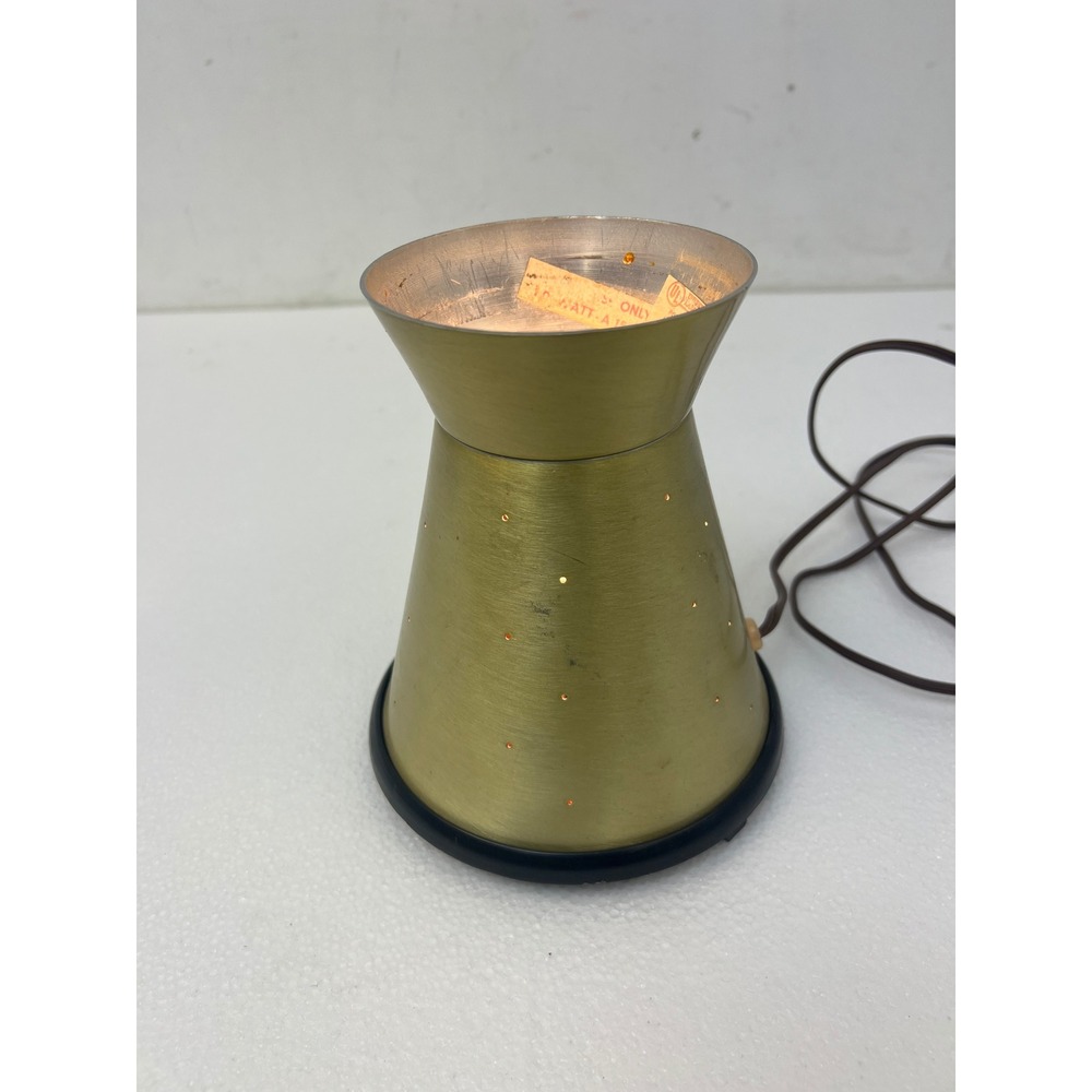 Vintage Brushed Aluminum Lava Lamp Base Gold Tone Mid Century Modern Starlight